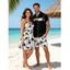 Vacation Style Palm Tree Printed Strapless Dress with Mens Short Sleeve Shirt and Mens Beach Pants Three Piece Set - Vert clair S | US 4