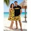 Vacation Style Palm Tree Printed Strapless Dress with Mens Short Sleeve Shirt and Mens Beach Pants Three Piece Set - Vert clair S | US 4