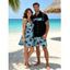 Vacation Style Palm Tree Printed Strapless Dress with Mens Short Sleeve Shirt and Mens Beach Pants Three Piece Set - Bleu clair S | US 4
