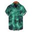 Men's Vacation Shirt Ink Wash Floral Print Button Up Shirt - Vert 5XL