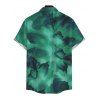 Men's Vacation Shirt Ink Wash Floral Print Button Up Shirt - Vert 5XL