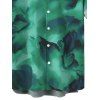 Men's Vacation Shirt Ink Wash Floral Print Button Up Shirt - Vert 5XL