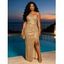 Party Dress Solid Color Sequined Ruched One Shoulder Slit Maxi Prom Dress - Rouge foncé XXL | US 12