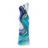 Vacation Dress Ink Wash Fluid Marble Gradient Ripple Print Ruched One Shoulder Mermaid Bodycon Slit Dress - Bleu clair XXL | US 14
