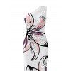Vacation Dress Hand-drawn Lily Floral Print Ruched One Shoulder Slit Mermaid Bodycon Dress - Blanc XXL | US 14