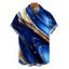 Men's Vacation Shirt Gold Foil Fluid Marble Ripple Print Button Up Shirt - Bleu profond 5XL