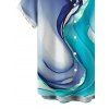 Vacation Couple Outfit Ink Wash Fluid Marble Gradient Ripple Print Ruched One Shoulder Mermaid Bodycon Slit Dress and Shirt Set - Bleu clair S | US 4