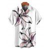 Vacation Couple Outfit Hand-drawn Lily Floral Print Ruched One Shoulder Slit Mermaid Bodycon Dress and Shirt Set - Blanc S | US 4