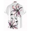 Vacation Couple Outfit Hand-drawn Lily Floral Print Ruched One Shoulder Slit Mermaid Bodycon Dress and Shirt Set - Blanc S | US 4