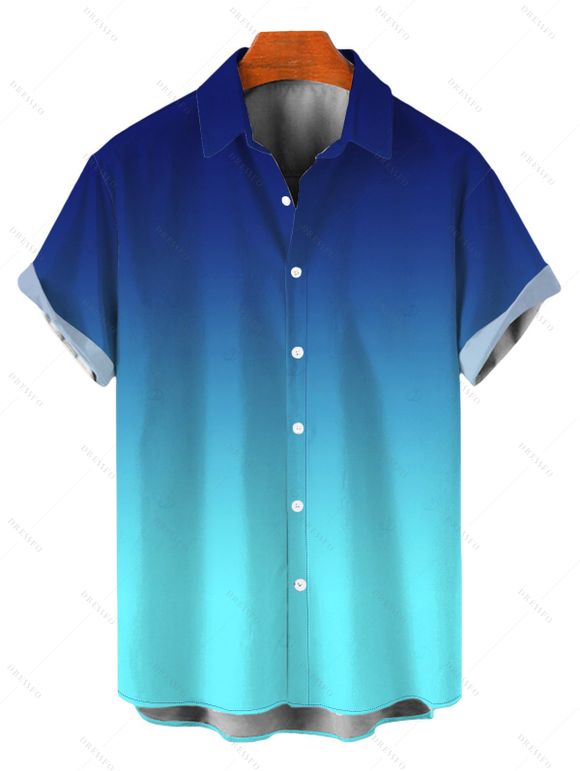 Party Couple Outfit Ombre Ruched One Shoulder Slit Mermaid Bodycon Dress and Shirt Set - Bleu profond S | US 4