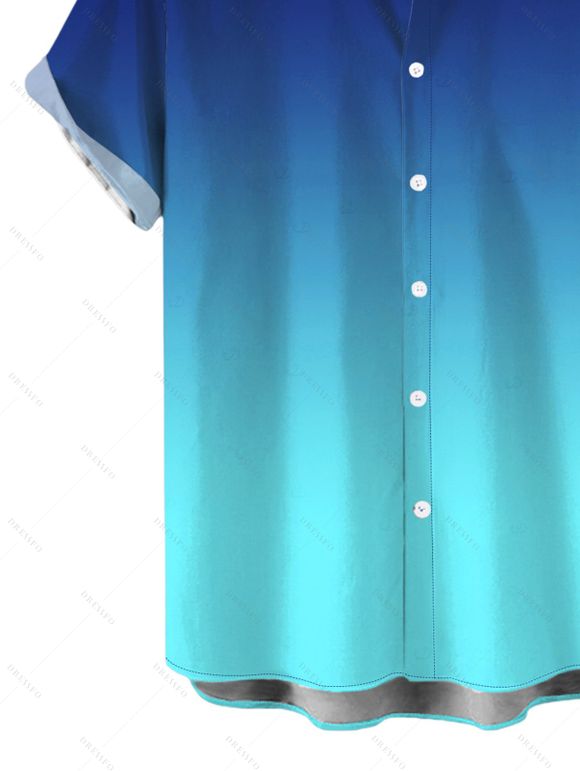 Party Couple Outfit Ombre Ruched One Shoulder Slit Mermaid Bodycon Dress and Shirt Set - Bleu profond S | US 4