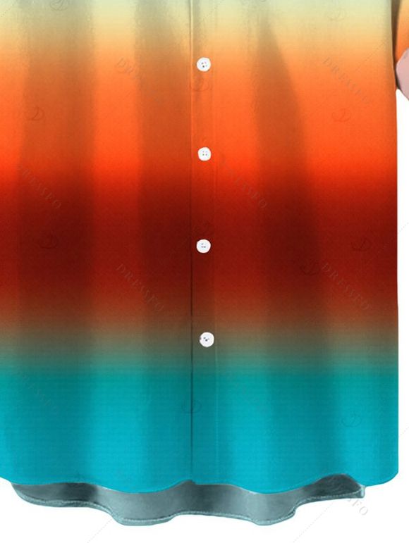 Men's Vacation Shirt Ombre Rainbow Color Print Button Up Shirt - multicolor 5XL