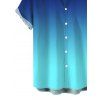 Men's Casual Shirt Ombre Button Up Shirt - Bleu profond 3XL