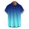 Men's Casual Shirt Ombre Button Up Shirt - Bleu profond 4XL
