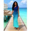 Party Dress Ombre Ruched One Shoulder Slit Mermaid Bodycon Elegance Dress - Bleu profond XXL | US 14