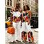 Vacation Couple Outfit Abstract Colorblock Oil Painting Leaf Print Bowknot Pocket Off the Shoulder Jumpsuit and Shirt Set - multicolor S | US 4
