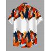 Vacation Couple Outfit Abstract Colorblock Oil Painting Leaf Print Bowknot Pocket Off the Shoulder Jumpsuit and Shirt Set - multicolor S | US 4