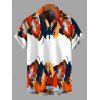 Vacation Couple Outfit Abstract Colorblock Oil Painting Leaf Print Bowknot Pocket Off the Shoulder Jumpsuit and Shirt Set - multicolor S | US 4
