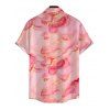 Vacation Couple Outfit Gilded Tie Dye Marble Print Draped Mesh Open Back Bodycon Mermaid Dress and Shirt Set - Rose S | US 4