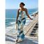Vacation Dress Gilded Tie Dye Marble Print Draped Mesh Open Back Bodycon Mermaid Dress - Bleu XL | US 12