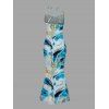 Vacation Dress Gilded Tie Dye Marble Print Draped Mesh Open Back Bodycon Mermaid Dress - Bleu XL | US 12