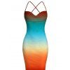 Vacation Dress Ombre Rainbow Color Draped Mesh Bodycon Mermaid Dress - multicolor S | US 4