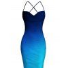 Vacation Dress Ombre Print Draped Mesh Open Back Bodycon Mermaid Dress - Bleu L | US 8-10