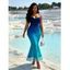 Vacation Dress Ombre Print Draped Mesh Open Back Bodycon Mermaid Dress - Bleu XXL | US 14