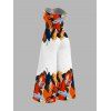 Vacation Jumpsuit Abstract Colorblock Oil Painting Leaf Print Bowknot Pocket Off the Shoulder Jumpsuit - multicolor L | US 8-10