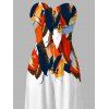 Vacation Jumpsuit Abstract Colorblock Oil Painting Leaf Print Bowknot Pocket Off the Shoulder Jumpsuit - multicolor XL | US 12