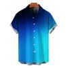 Men's Vacation Shirt Ombre Print Button Up Shirt - Bleu 5XL
