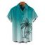 Men's Beach Vacation Shirt Ombre Hand-drwan Tropical Coconut Tree Print Button Up Shirt - Turquoise Foncée 5XL