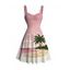 Vacation Dress Coconut Tree Beach Landscape Print Ruched Bust Mini Dress - Rose XXXXXL | US 20