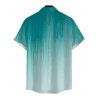 Beach Vacation Couple Outfit Ombre Hand-drwan Tropical Coconut Tree Print Ruched Bust Mini Dress and Shirt Set - Turquoise Foncée S | US 4