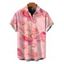 Men's Vacation Shirt Marble Fluid Swirl Tie Dye Print Button Up Shirt - Rose 5XL