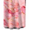 Men's Vacation Shirt Marble Fluid Swirl Tie Dye Print Button Up Shirt - Rose 5XL