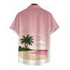 Men's Vacation Shirt Coconut Tree Beach Landscape Print Button Up Shirt - Rose 5XL