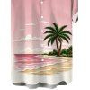 Men's Vacation Shirt Coconut Tree Beach Landscape Print Button Up Shirt - Rose 5XL