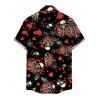 Men's Gothic Shirt Skeleton Skulls Heart Spider Web Print Button Up Shirt - Rouge foncé 5XL