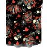 Men's Gothic Shirt Skeleton Skulls Heart Spider Web Print Button Up Shirt - Rouge foncé 5XL