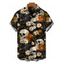 Men's Gothic Shirt Skulls Spider Web Daisy Floral Print Button Up Shirt - Noir XL