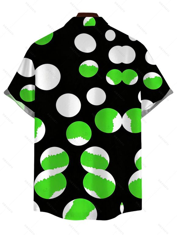 Men's Vacation Shirt Colorblock Polka Dots Print Button Up Shirt - Vert 5XL