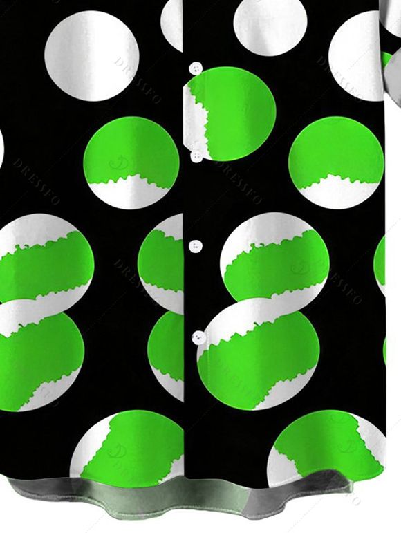 Men's Vacation Shirt Colorblock Polka Dots Print Button Up Shirt - Vert 5XL