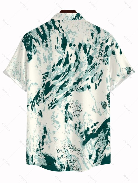 Men's Vacation Shirt Abstract Ink Painting Print Button Up Shirt - Vert profond 5XL