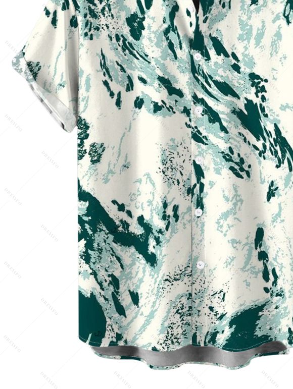Men's Vacation Shirt Abstract Ink Painting Print Button Up Shirt - Vert profond 5XL
