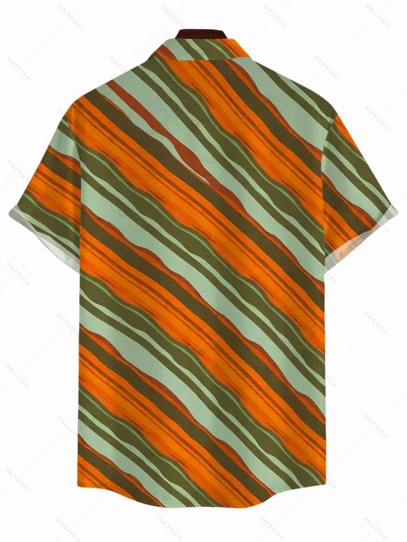 Men's Vacation Vintage Shirt Colorblock Bias Striped Print Button Up Shirt - multicolor A 5XL