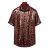 Men's Vintage Vacation Shirt Leopard Print Button Up Shirt - Rouge Vineux 2XL