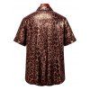 Men's Vintage Vacation Shirt Leopard Print Button Up Shirt - Rouge Vineux 2XL