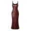 Vintage Vacation Dress Leopard Print Spaghetti Strap Maxi Bodydon Dress - Rouge Vineux S | US 4