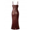 Vintage Vacation Dress Leopard Print Spaghetti Strap Maxi Bodydon Dress - Rouge Vineux XL | US 12